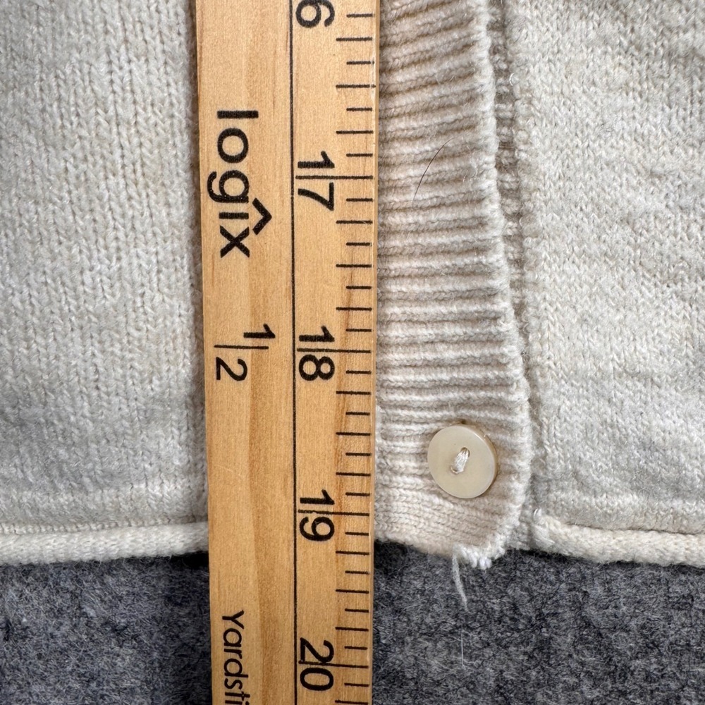 H&M Divided Women Short‎ Sleeve Cardigan Sweater Beige Oatmeal Knit L 12388520 - Picture 3 of 7